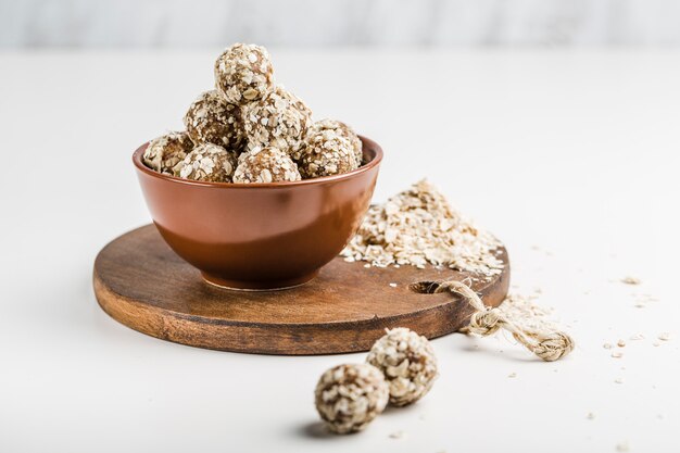 Energy balls of nuts oats and dates