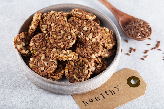 Energy cookies or crispbread from sesame seeds flax seeds