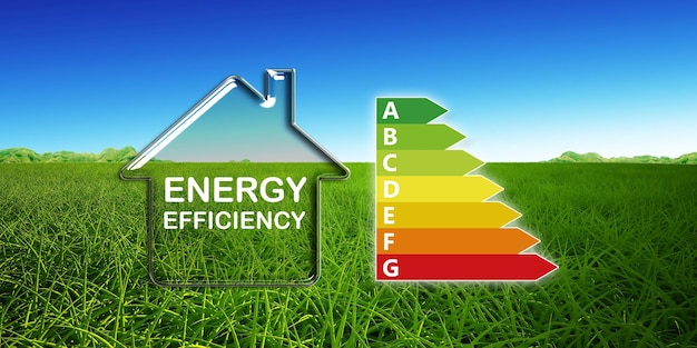 Energy efficiency model home and graph concept.