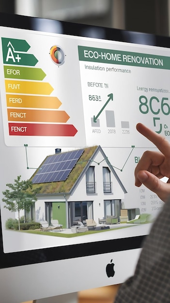 Photo energy efficiency rating and eco home renovation insulation performance low consumption ecological