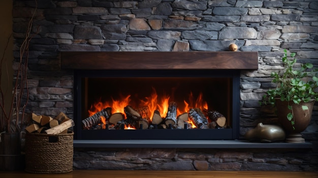 Energy fireplace on a wall fire flames