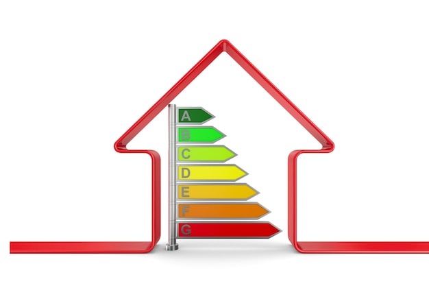 Energy saving Red house on white background Isolated 3d illustration