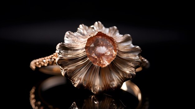 engagement ring sits inside a sea shell