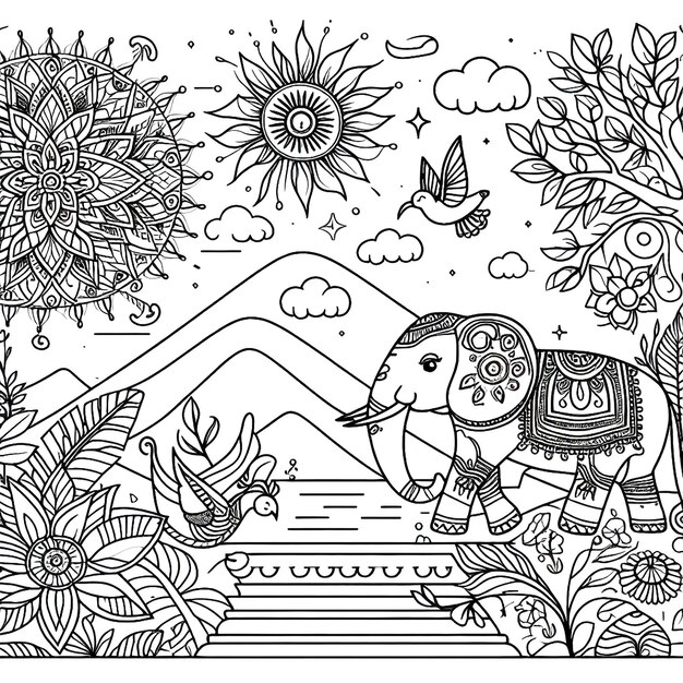 Engaging child coloring book with detailed illustrations and playful scenes