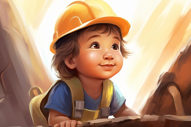 Engaging illustration for childrens book featuring a charming baby boat commander