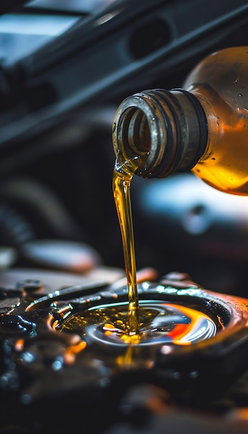 Engine Oil into Car Engine