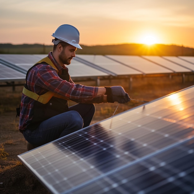 engineer working on checking equipment in solar power plant