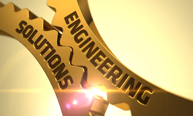 Engineering Solutions on Mechanism of Golden Metallic Gears with Glow Effect Engineering Solutions on Mechanism of Golden Cogwheels with Lens Flare 3D