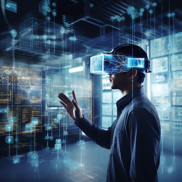 Engineering use augmented mixed virtual reality integrate artificial intelligence combine deep machine learning digital twin 5G industry 40 technology to improve management efficiency quality