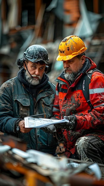 Engineers conducting seismic assessment of a building