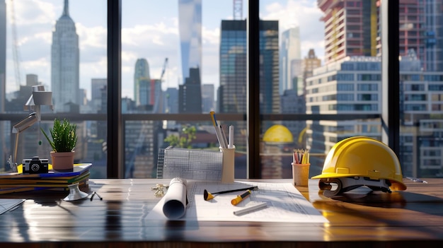 Engineers Desk with City View