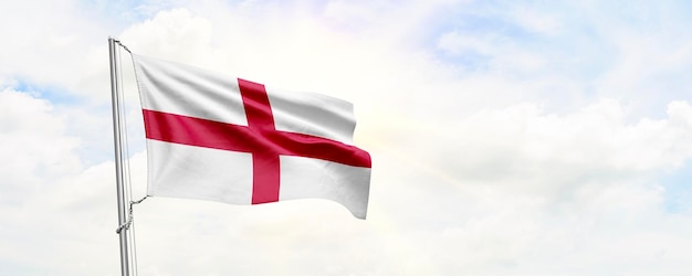 England flag waving on sky background 3D Rendering