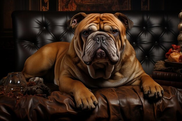 An English Brown Bulldog captured in all its glory Generative Ai