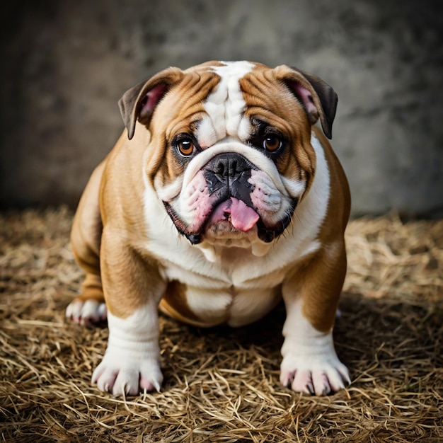 Photo english bulldog portrait isolated on a black background