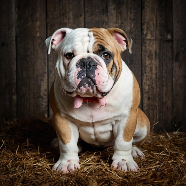 Photo english bulldog portrait isolated on a black background