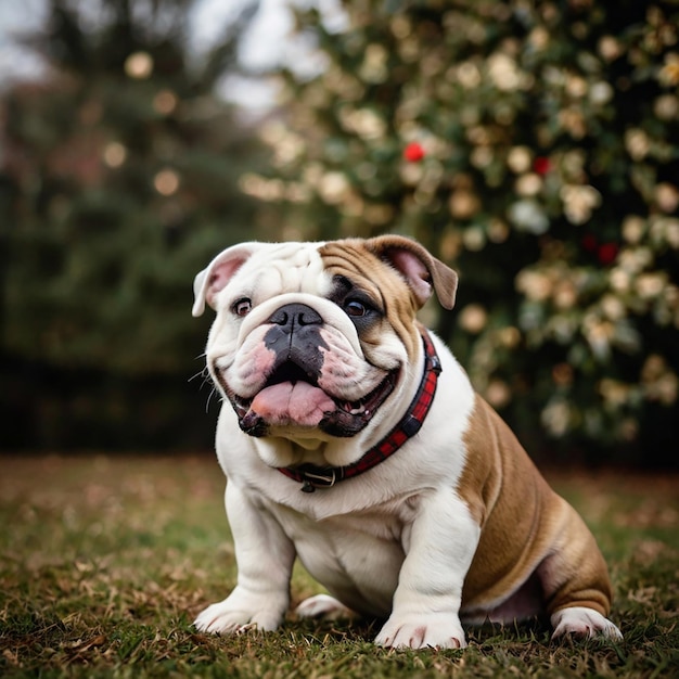 Photo english bulldog portrait isolated on a black background