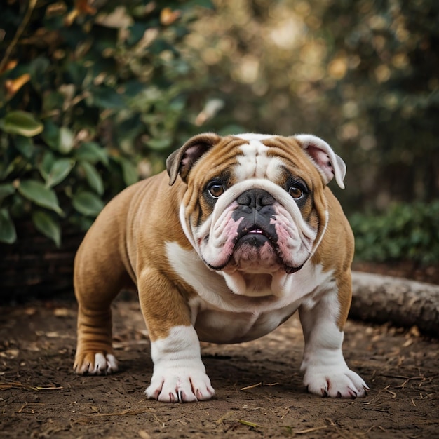 Photo english bulldog puppy on a uniform background