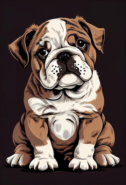 English Bulldog Sitting Cute Puppy Dog High Quality Print vector Art Graphic print