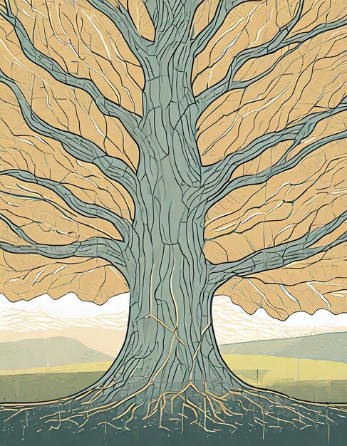 English oak tree illustration