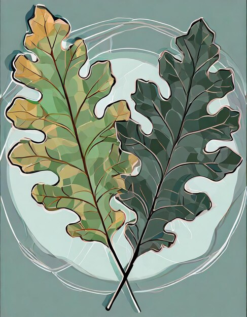 English oak tree illustration