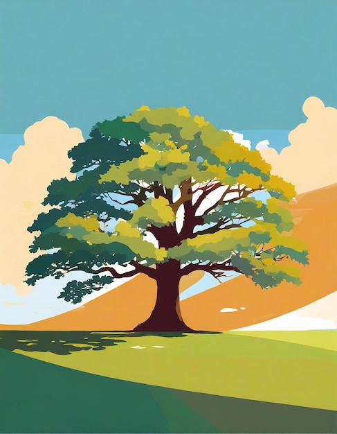 English oak tree illustration