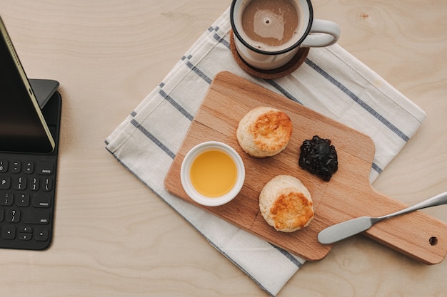 English style scones and coffee for work break