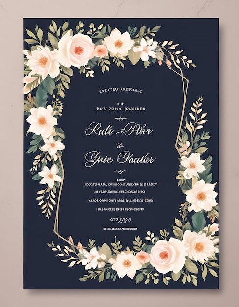 Engraving handdrawn wedding invitation template