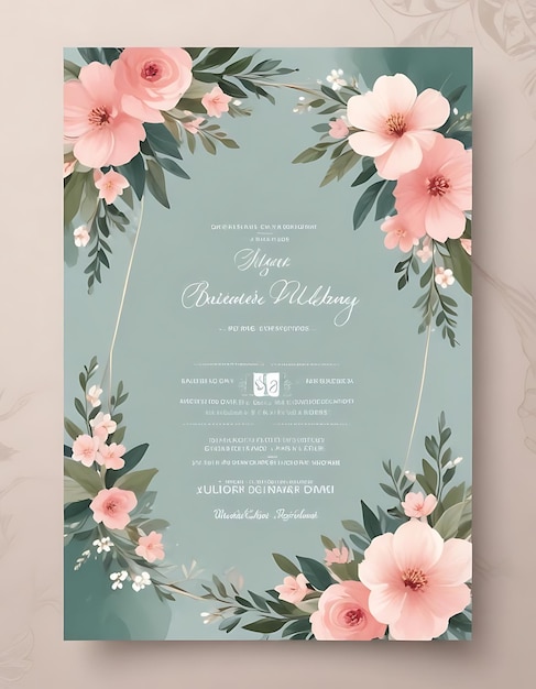 Engraving handdrawn wedding invitation template