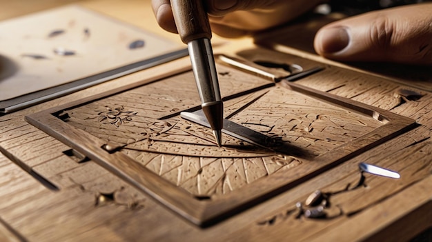 Engraving instrument arrangement on a table