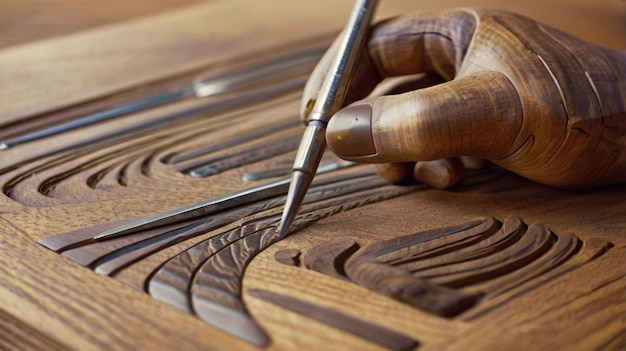 Photo engraving instrument arrangement on a table