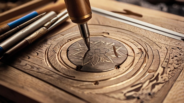 Engraving instrument arrangement on a table