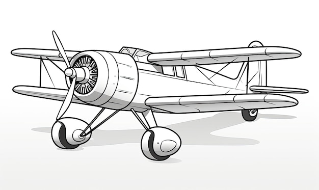 Enhance the line art of the cartoon plane for coloring