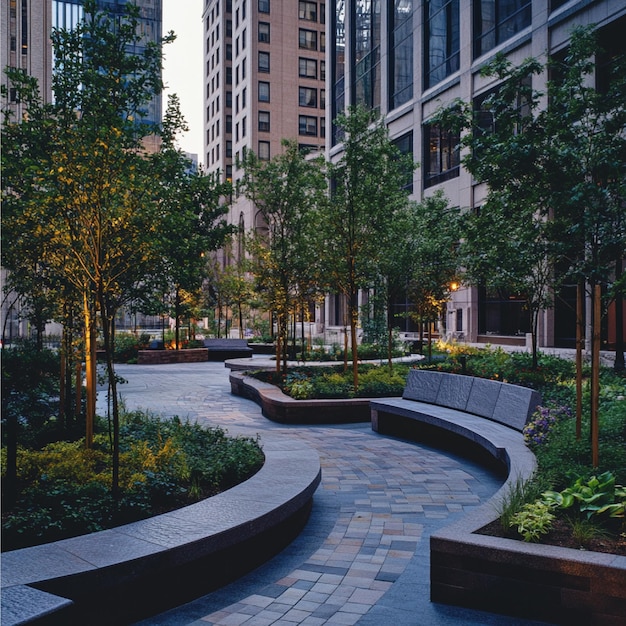 Photo enhancing city aesthetics with landscaping