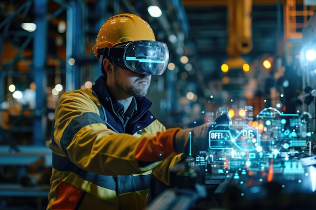 Enhancing Industrial Inspections With Ar Headsets Engineers Analyze Machinery With Overlaid Data An