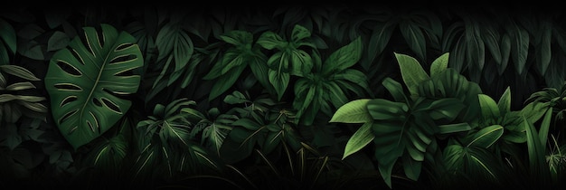 Enigmatic Depths of the Jungle A Tapestry of Dark Green Leaves Generative AI