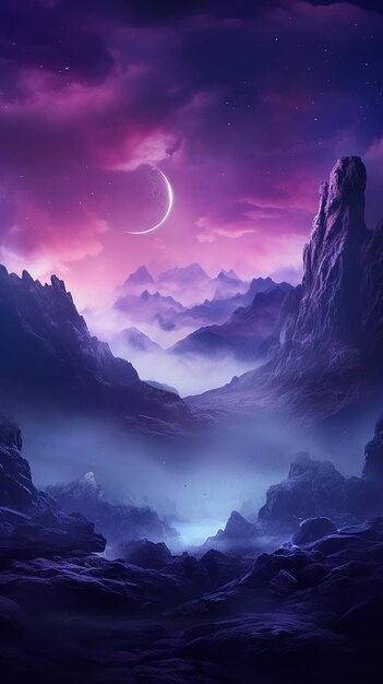 Enigmatic Peaks Mystical Night Landscape