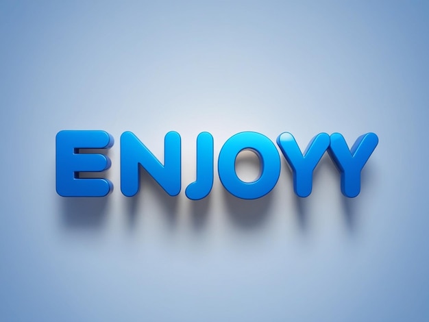 Photo enjoy 3d text effect clean blue white bright colors