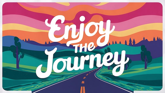 Photo enjoy the journey colorful background and text tshirt design motivational quote illustration typography