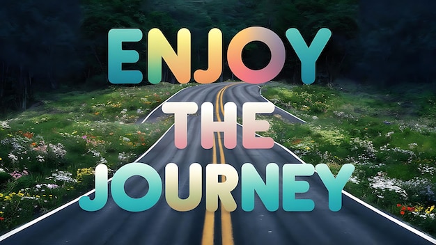 Photo enjoy the journey colorful background and text tshirt design motivational quote illustration typography