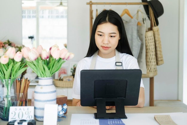 Enjoy young businesswoman celebrate success or happy pose