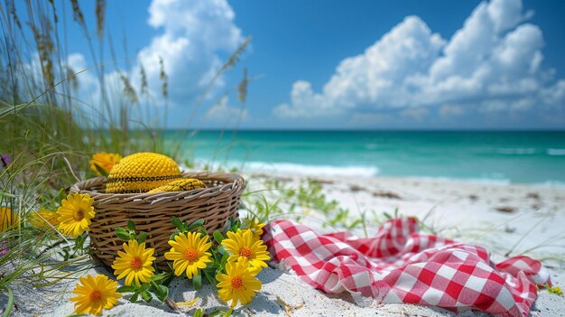 Photo enjoying a beach picnic under the sun