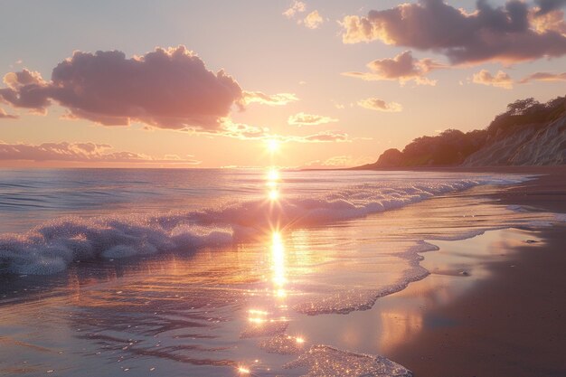 Enjoying a peaceful beachside sunset walk