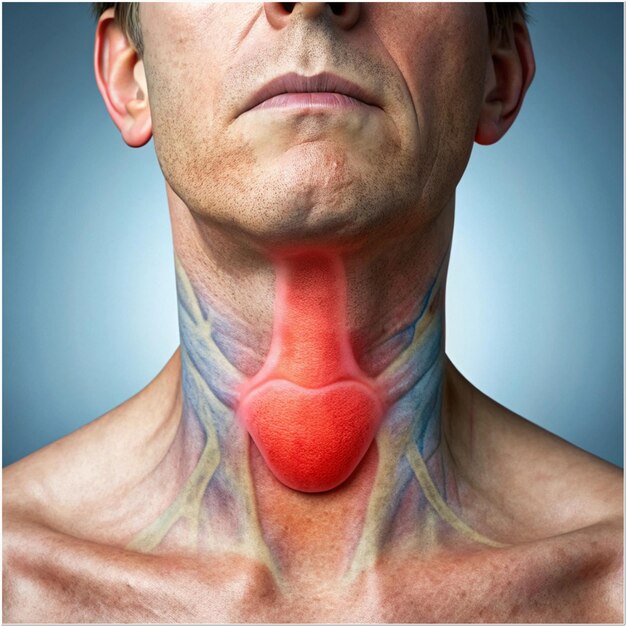 Enlarged thyroid gland depicted in detailed thyroid gland enlargement health medical conditio