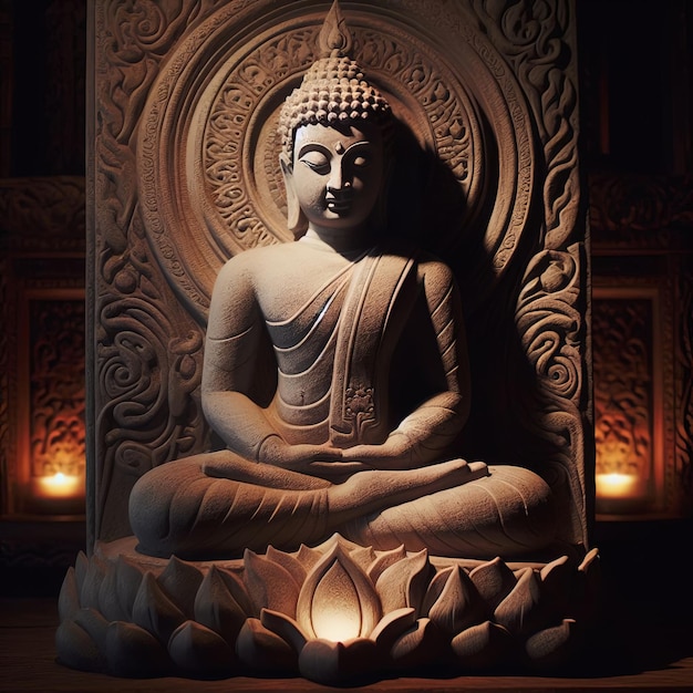 Photo enlightened buddha statue