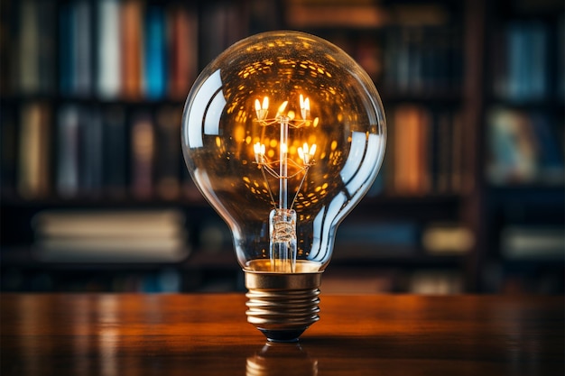 Enlightened insights Light bulb above book signifies creative ideas fostered through reading