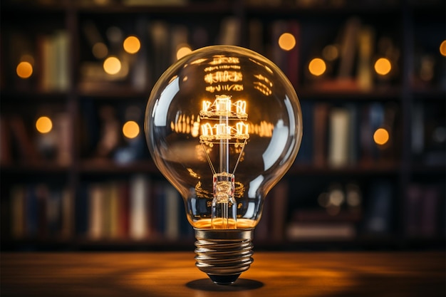 Enlightened insights Light bulb above book signifies creative ideas fostered through reading