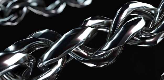 Entanglement of silver metal chains on a dark background The concept of strength and connection