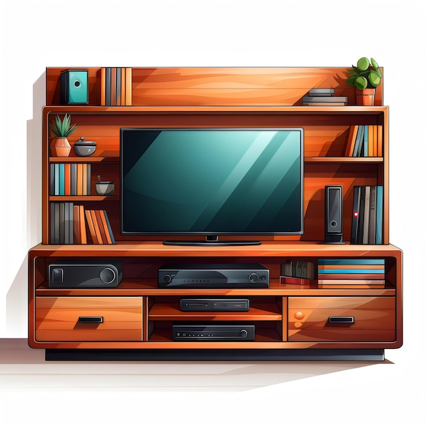 Entertainment center on white background