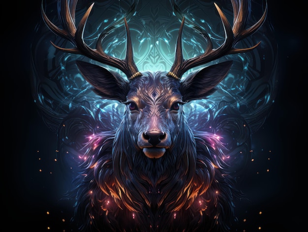 enthusiast glowing deer as a logo for tattoo no background