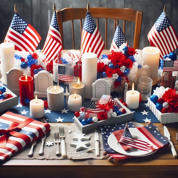 Enthusiastic fourth of July Dedication Day style table home plan